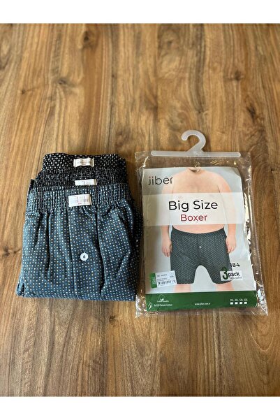 Jiber 100% βαμβακερό μπόξερ με λεπτομέρεια με κουμπιά και σχέδια για άντρες, μεγάλο μέγεθος, συσκευασία 3 τεμαχίων