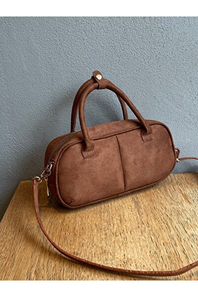 na nura collection Tan Women's Bowling Suede Hand and Shoulder Bag