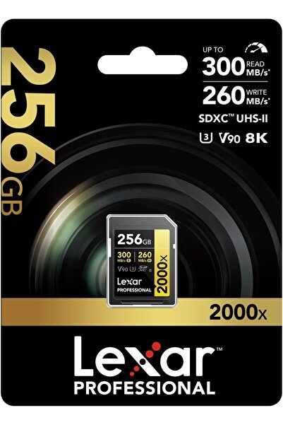 Lexar بطاقة ذاكرة ليكسار Professional 2000x SDXC II 256GB - قراءة 300MB/s - V90 لتصوير 8K
