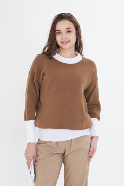 GÜMÜŞ COLLECTİONS Мек, лесен за комбиниране, ежедневен дамски пуловер с обло ...