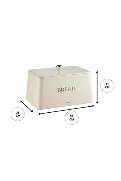 Kinghoff Beige bread box, metal, 35x23x21cm,