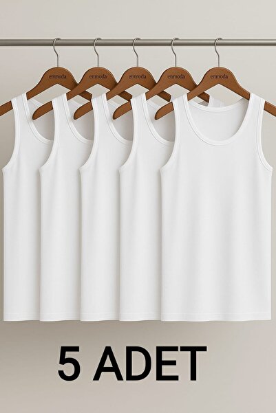 Tutku 5 бели 100% памучни класически мъжки потници – дишащи, отблъскващи влагата, ежедневен комфорт