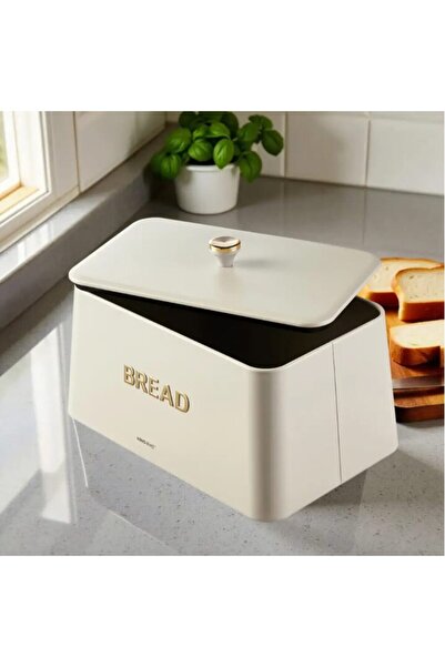 Kinghoff Beige bread box, metal, 35x23x21cm,