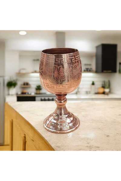 Bakır Center Copper Cup Copper Zamzam Cup 12*5 cm Large Size Copper Cup with Foot Laser Engraved Cup Coffee
