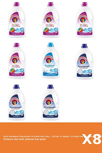 Chanteclair Set 8 Detergent Chanteclair, 4x lichid rufe Color, , 1575ml, 35 s...