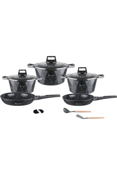 goldmann Set de vase de gătit cu 10 piese — 6,5 l, 4,3 l, 2,5 l, aluminiu tur...