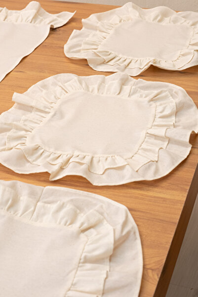 abidehanım Lira | 7 Piece Double Ruffle Sofa Presentation Set 40 X 150