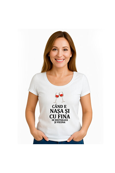 OEM Tricou dama Cand e nasa si cu fina, se distreaza si vecina.