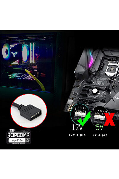 Ropcomp PC Kasa ve LED Aydınlatma için 4 Çıkışlı 4-Pin RGB Splitter