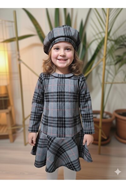 Şimo Butik Rochie scurtă pentru fetiță Set pălărie Lebădă de lemn de iarnă Sl...