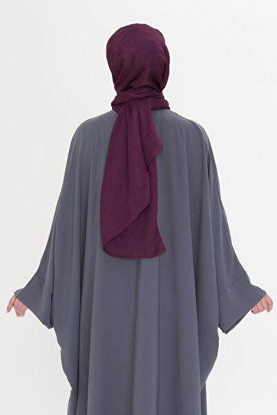 HÜRREM BONE Burgundy Plain Classic Shawl Type Polyester Luxury Fringe 202126_08