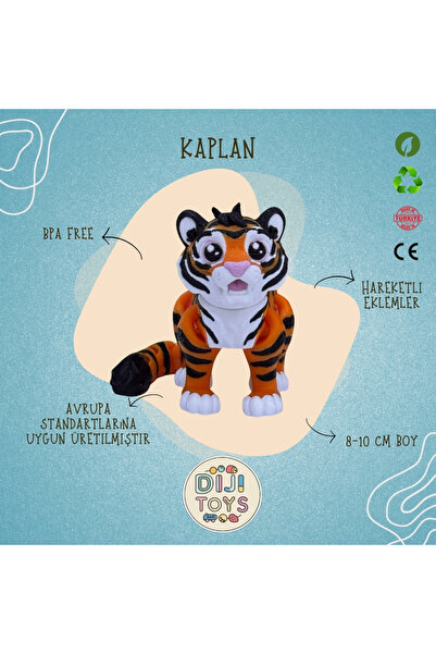 Dijitoys Kaplan Oyuncak Figür – 3D Baskı, Hareketli Parçalı, Doğa Dostu | Egz...