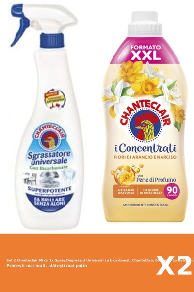 Chanteclair Set 2 Mixed: 1x Universal Degreaser Spray with Bicarbonate, ChanteClair, 600 ml + 1x Conditioner
