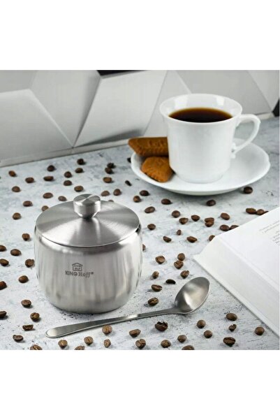 Kinghoff Container for sugar, spices, sauces, with spoon and lid, stainless steel, capacity 560ml,