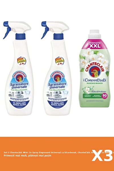 Chanteclair Set 3 Mixt: 2x Spray Degresant Universal cu bicarbonat, ChanteCla...