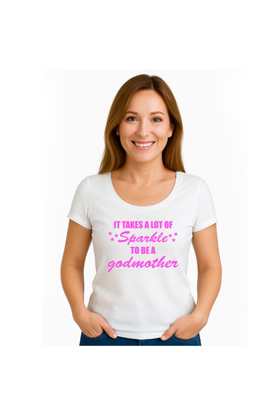 OEM Tricou dama E nevoie de multă strălucire ca să fii nașă, roz