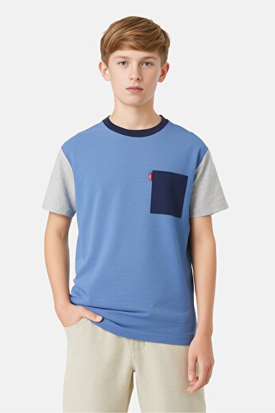 Levi's Kids Boy Brand Logo Short Sleeves T-Shirts, Slate Blue