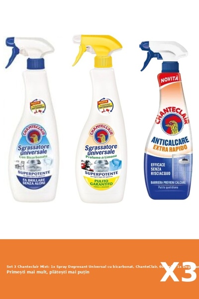 Chanteclair Set 3 Mixt: 1x Spray Degresant Universal cu bicarbonat, ChanteCla...
