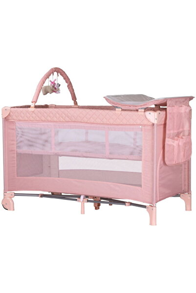 Chipolino Foldable crib with changing mattress Luna pink marshmallow