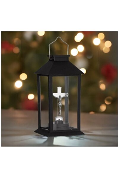 SyaMAG Solar LED Lantern, black, Cross model, 14 x 14 x 28 cm