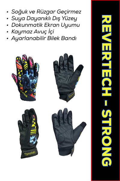 MOTOKIT Revertech Strong Blue Skull / Su ve Rüzgar Geçirmez Kışlık Motosiklet...