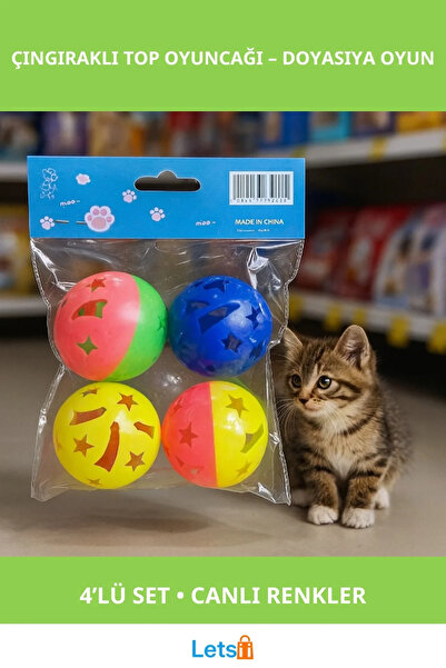 Empressco Colorful Rattle Ball Cat Toy 4 Pieces