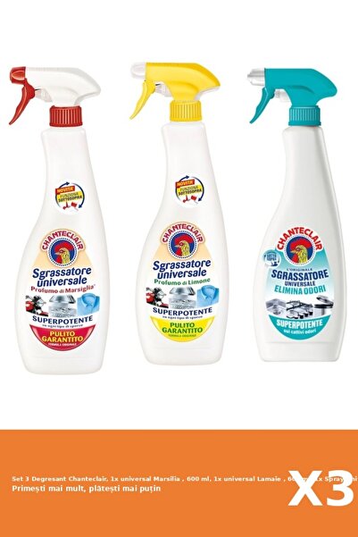 Chanteclair Set 3 Degresant Chanteclair, 1x universal Marsilia , 600 ml, 1x universal Lamaie , 600 ml, 1x Spray