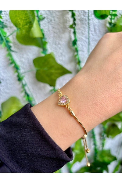 Eylülün Takısı Pink Stone Heart Bracelet