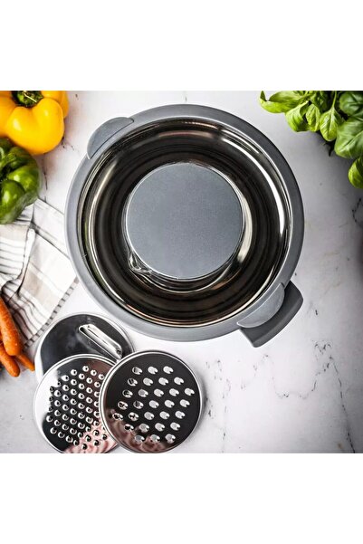 Kinghoff Stainless steel bowl, with grater built into the lid, multifunctiona...
