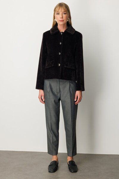 Ekol Plush Coat with Bag Pocket