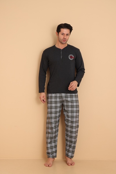Wordex Flk 7014 Interlock Winter Plaid Pajama Men's Pajama Set