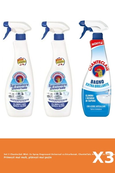 Chanteclair Set 3 Mixt: 2x Spray Degresant Universal cu bicarbonat, ChanteCla...