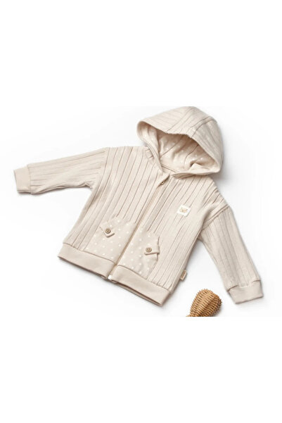 MY LORİN KİDS STORE Baby Cosy Organic Puantiye Detaylı Hırka bej