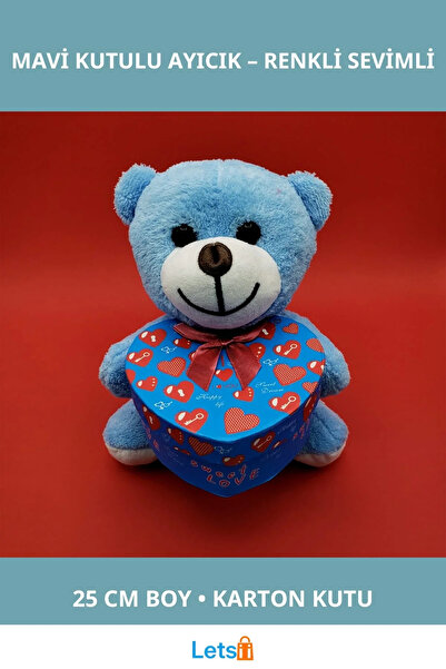 Letsii دمية دب ناعمة من القطيفة باللون الأزرق مقاس 25 سم هدية