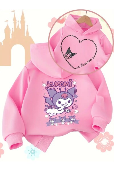 oneagılyazı Sanrio Kuromi Resmi & Kapüşonlu Sweatshirt - Sevimli Anime Karakter