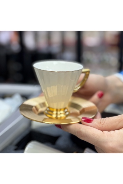 DGCHOME Alice 6 Kişilik Porselen Türk Kahvesi Fincanı Beyaz