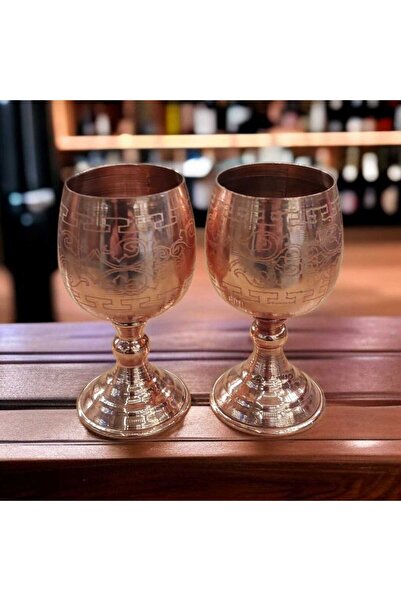 Bakır Center Set of 2 Copper Cups Zamzam Cup 12*5 cm Large Size Copper Mug with Foot Laser Engraved Cup