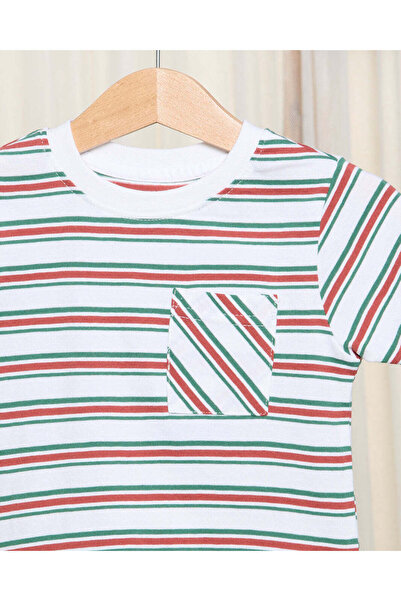 REDTAG Infant Girls Brown Striped T-Shirt