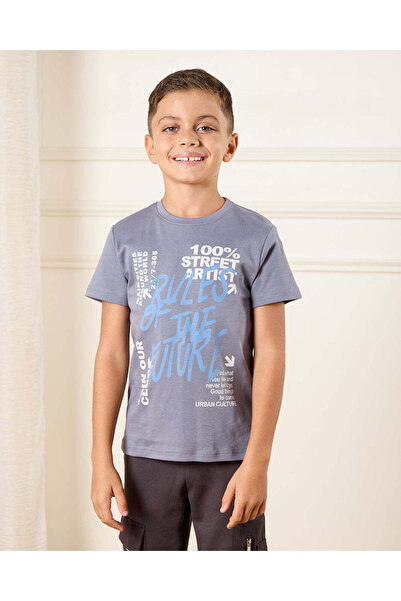 REDTAG تي شيرت رمادي برسومات للأولاد