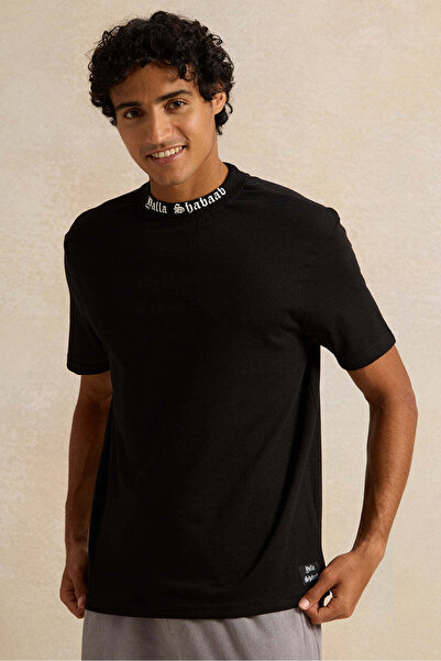 REDTAG Men Black Printed T-Shirt