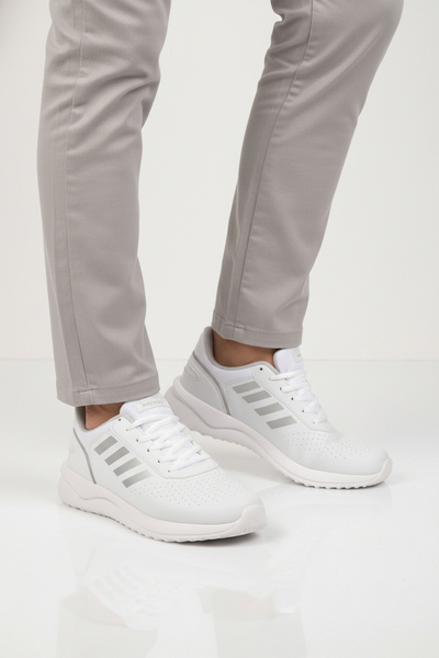 WALKWAY Λευκά ανδρικά αθλητικά παπούτσια με κορδόνια ελαφριά ευέλικτα Nereus M