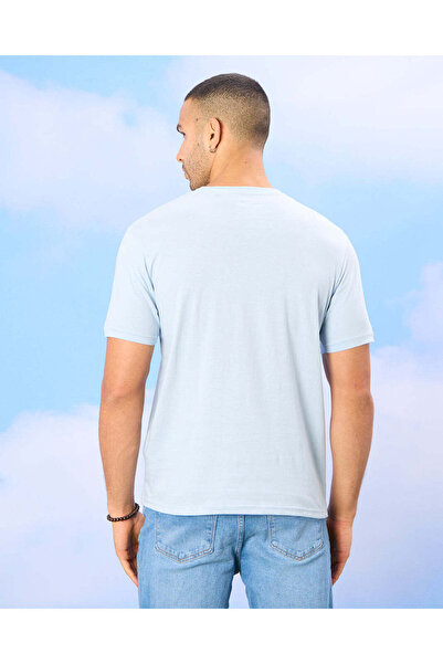 REDTAG Men Blue Basic Graphic T-shirt