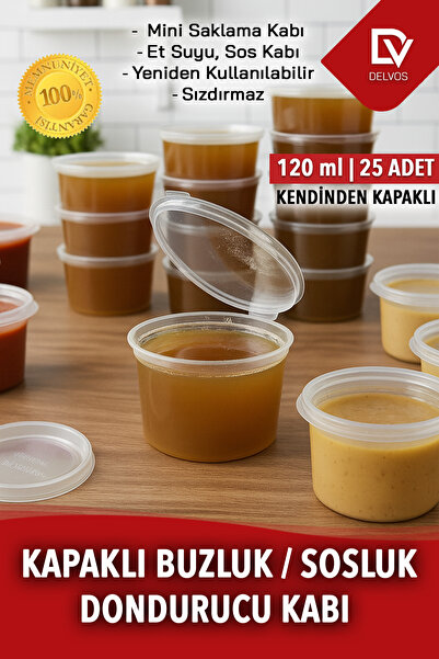 EMORFOHOME 25 Adet Sızdırmaz Kapaklı 120 ml Saklama Kabı Sosluk Buzluk Kabı, ...