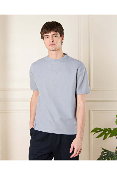 REDTAG تي شيرت جاكار أزرق للرجال