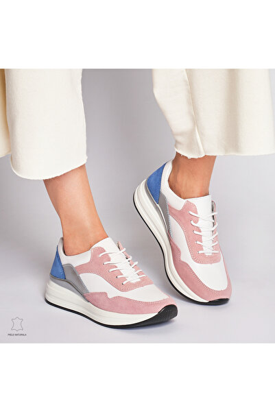 ANGEL BLUE Women's Casual Shoes Made of Natural Leather Multicolor CRL1234 WHITE WITH PINK