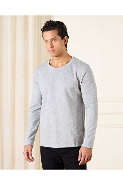 REDTAG Men Grey Basic T-shirt