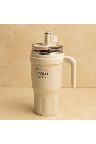 AROW Thermos Mug with Handle and Straw 1000ml