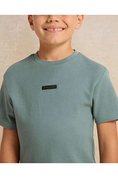 REDTAG Boys Teal Plain T-Shirt