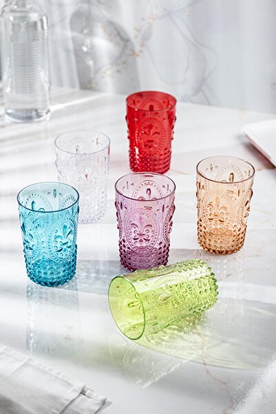 Mustran Acrylic Colored 6-Piece Short Cup & Water Soft Drink Coffee Side Cup 400 ml (Not Glass)