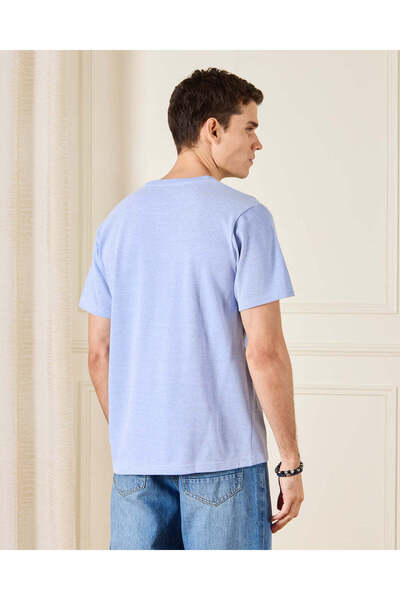 REDTAG Men Blue Printed T-Shirt